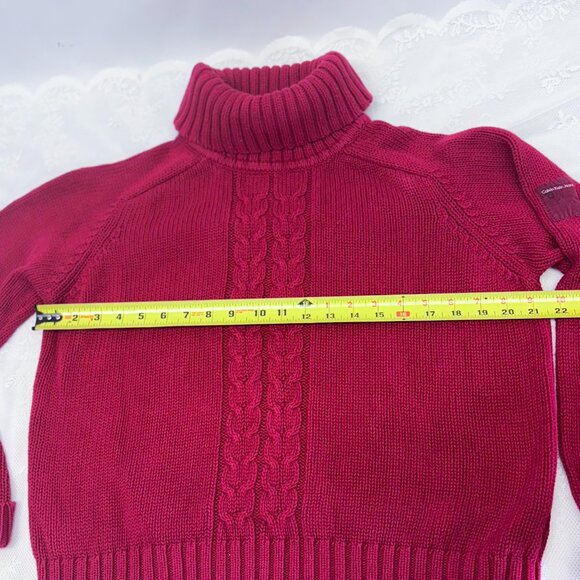 Vintage Women's Calvin Klein Jeans Cozy Cable Knit Turtleneck Sweater - Picture 6 of 10